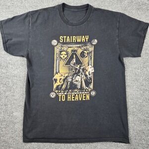 Led Zeppelin Stairway to Heaven T-Shirt Mens Medium Black Rock Band Graphic Tee